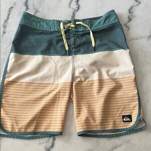 Quiksilver Teal and Tan Board Shorts